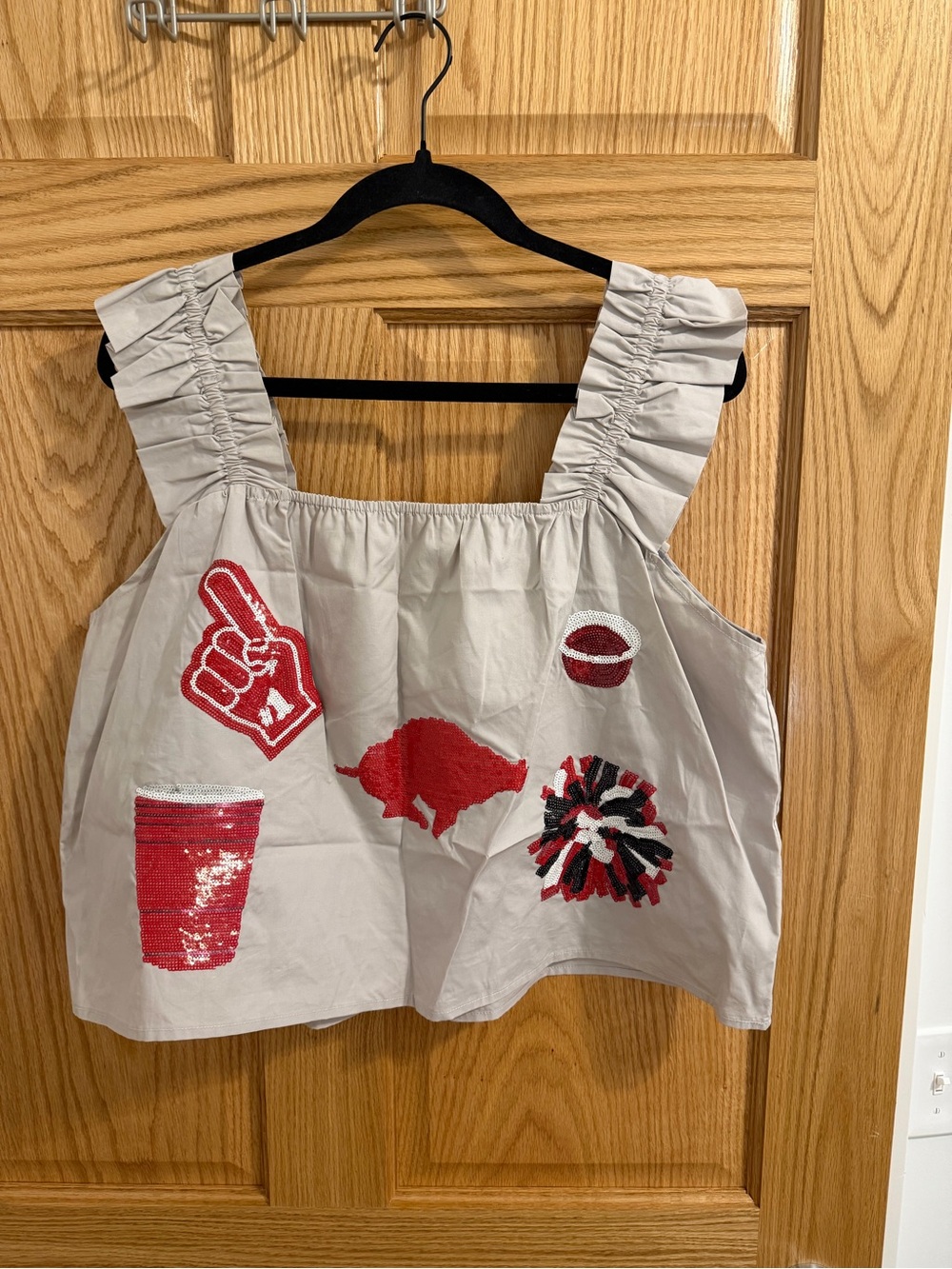 University of Arkansas Light Gray Sleeveless Cropped Top with matching Shorts